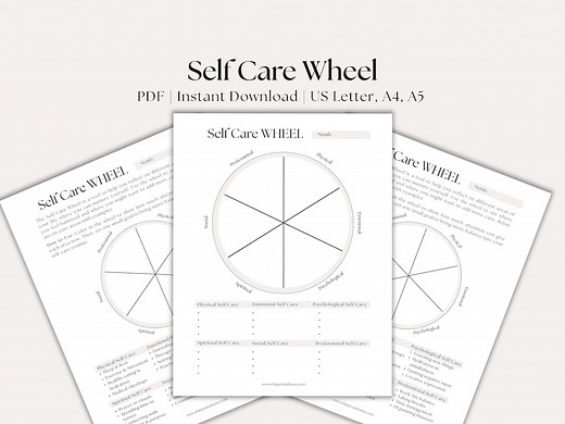 Self Care Wheel Printable: Wellness Worksheet (PDF Download, US Letter/a4/a5) - Etsy