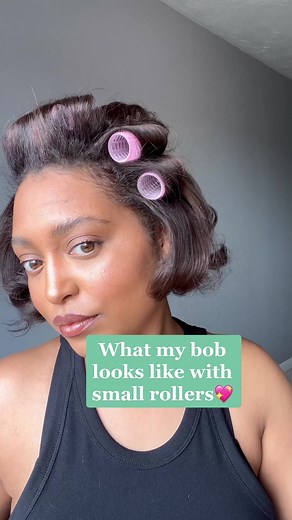 What my bob looks like with small sized rollers💖 i think this is my favourite out of all the sizes ive tried! @Hair By Sam McKnight @amika #fyp #velcrorollers #blowout #bobhaircut #blowoututorial