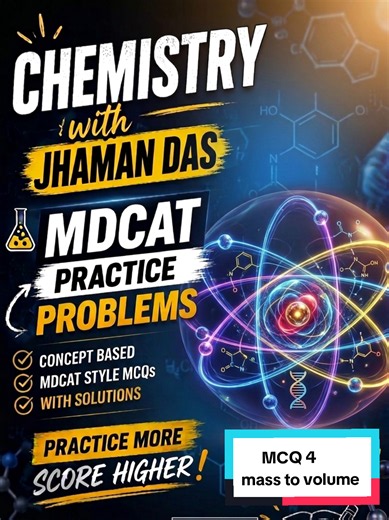 Topic: Stoichiometry (MDCAT) || Mass to Volume relation (MCQ 04) #foryou #foryoupage #mdcat #mdcatpreparation #kunri