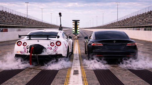 1,400 HP Nissan GT-R vs Tesla Model S Plaid drag race