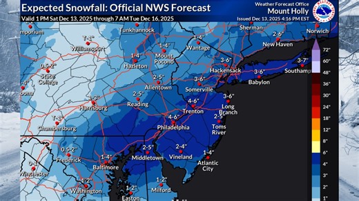 Widespread snow totals of 2 to 5 inches expected tonight. Latest N.J. forecast maps.