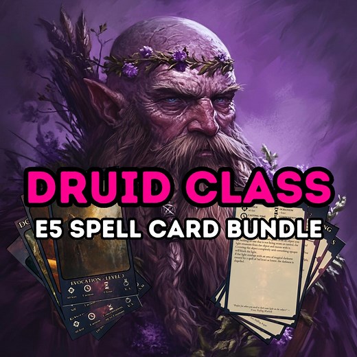 Dnd 5e Druid Spell Cards Bundle | Illustrated & Printable | Cantrips to Level 9 | Dungeons and Dragons Druid Spells PDF | Tarot Size - Etsy
