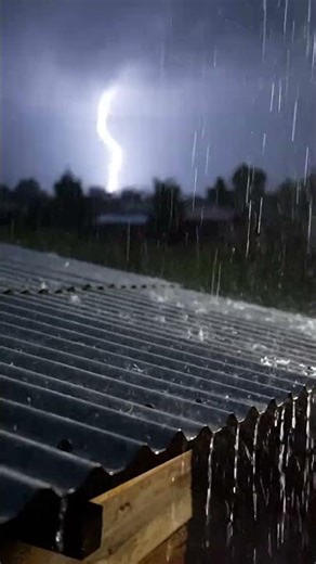 Relentless Midnight Storm Over Rural Tin Rooftop #rain #deepsleep #rainoundforsleep #relax