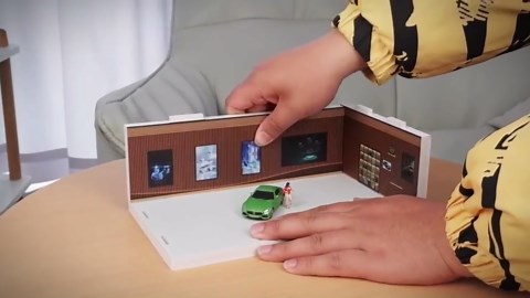 1:64 Car Model Display case with USB Lights, Storage for 1/64 Scale diecast Model Cars, Parking Garage Showcase and car Showroom Diorama (Brown)