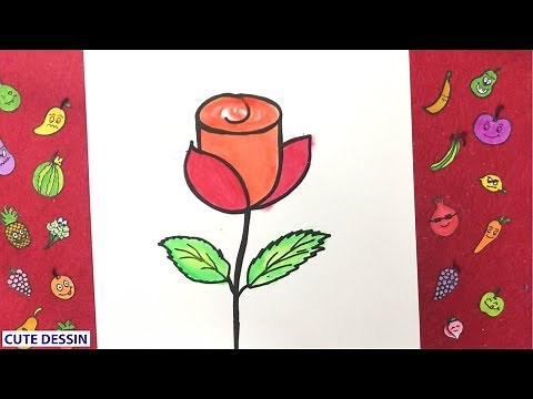 Comment dessiner et colorier une rose mignon facilement étape par étape 1 – Dessin rose