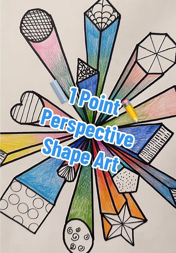 Exploring One-Point Perspective Shape Art with 5th Graders