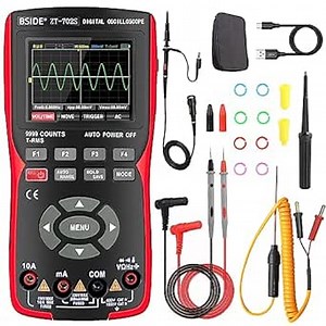 BSIDE 2 Channels Handheld Oscilloscope 50MHz Bandwidth Digital Scope Tester, 3.98" Full-Viewing Touch Screen with 250MSa/s Sampling Rate DDS Generator for Automotive Lab Car Power Electronic Education