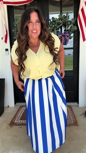 Blue & Yellow Skirt Outfit — Midi Skirt Style Guide