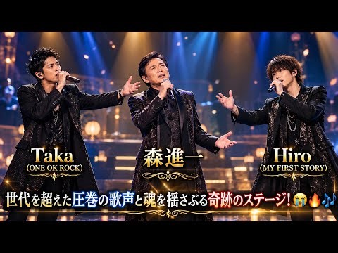 🔥🎤 森進一 × Taka（ONE OK ROCK）× Hiro（MY FIRST STORY）｜伝説の父と最強の兄弟が夢の共演！😍✨ 世代を超えた圧巻の歌声と魂を揺さぶる奇跡のステージ！😭🔥🎶
