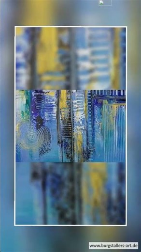 Sortland - abstraktes Acrylbild blau gold, Acrylgemälde handgemalt 80x80