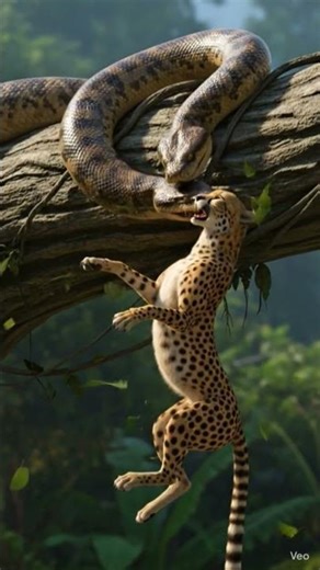 "Cheetah vs Giant Snake 🐆🐍🔥"