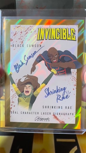 2025 Keepsake Invincible Black Samson and Shrinking Rae Dual Signagraph Swirls 1/1🔥🔥🔥 Pulled yesterday on Whatnot. Had 2 great 1/1 pulls yesterday and hope to continue tonight! Congrats on this banger @bubsrips.tcg 👏👏 Give me a follow on Whatnot and come join one of the breaks! #imagecomics #invinciblecomic #invincible #keepsaketradingcards #whatnot #whatnotcards | Cards of Metal