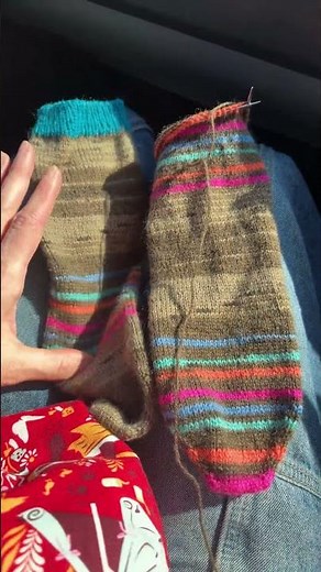 Car knitting || toe up socks on 9 inch circular knitting needles