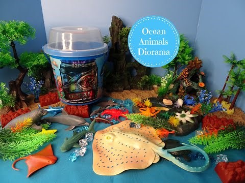 Wild Republic Ocean Animal Bucket Playset & Ocean & Tidepool Small World Diorama