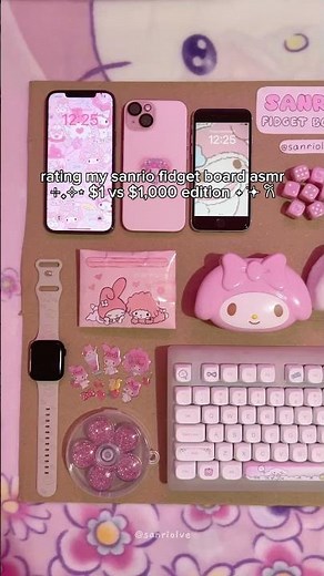 $1,000 sanrio fidget board asmr 🩷#fidget#asmr#diy#craft#sanrio#hellokitty #fyp#kuromi#shorts#iphone