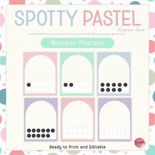 Pastel Math Number Posters for Classroom Walls