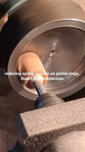 reducing spring tension on piston rings, Stuart triple expansion. I grind 10% of the thickness .