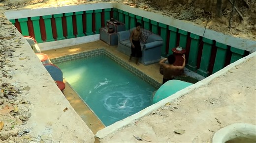 They dug into solid ground to create a cave pool and hidden living room