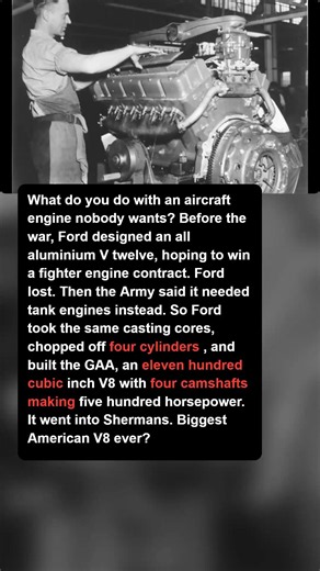 Ford Cut 4 Cylinders Off a V12 and Made an 1100 Inch V8 #engines #carhistory #shorts