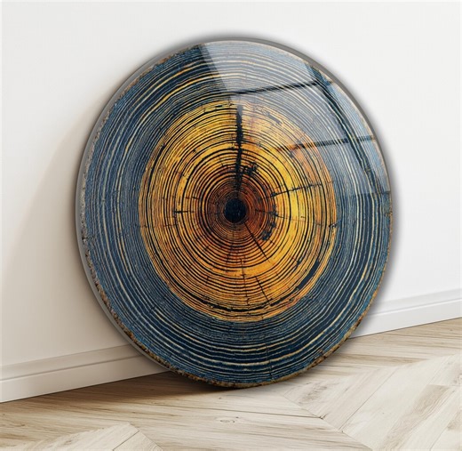 Abstract Tree Ring Tempered Glass Wall Art: Round Home Decor - Etsy