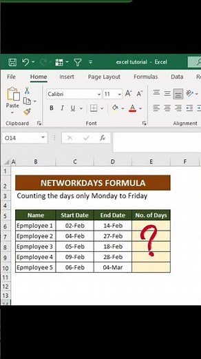 calculate total working days excluding weekends.