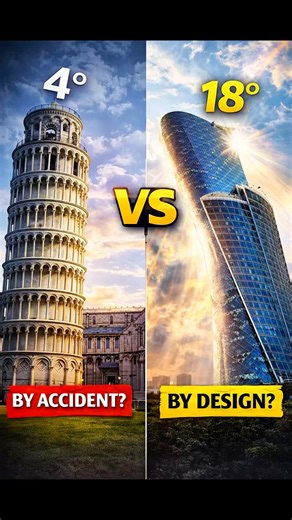 Pisa Tower vs Modern Leaning Skyscraper