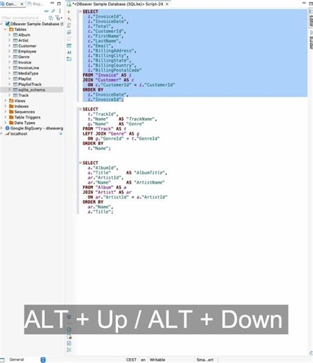 Switch quickly between SQL queries in DBeaver #sqltips #sql #shortcut