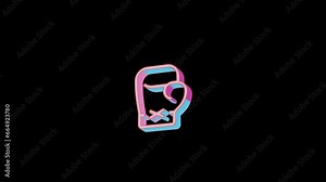 Bright boxing glove icon is jumping merrily. Retro style. Alpha channel black. Looped from frame 120 to 240, Alpha BW at the end