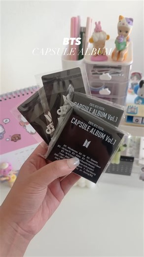 Amy on Instagram: "BTS mini random capsule album vol 1 unboxing 🖤🎶🎧 these are so cute! I can’t believe I finally got my hands on them! I love that it’s a keychain and it comes with a mini photocard! #bts #kpop #btsarmy #btsforever #korea #bangtan #bangtansonyeondan #album #luckydraw #weverse #random #mini #blindbox #unboxing #btsalbum #music #photocard #ot7"