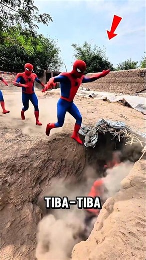 Rombongan Spiderman Vs moster api endingnya bikin gokil😱!