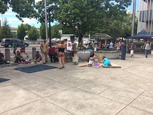Eugene homeless community puts on buy & trade swap meet