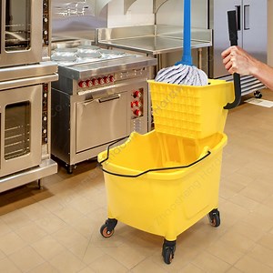 [Hot Item] Yellow Commercial Industrial Cleaning Mop Bucket Squeezer with Wringer & Wheels