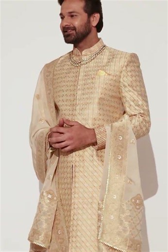 The Ultimate Royal Look: Designer Men's Wedding Sherwani #andaazfashion #indianfashion
