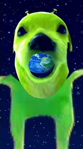 the alien dog screaming he's getting pulled by earth's gravity