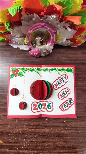 DIY Pop-up New Year Greeting Card 🎆🎇 How to make New Year Card/Easy New Year Card #shorts #diy