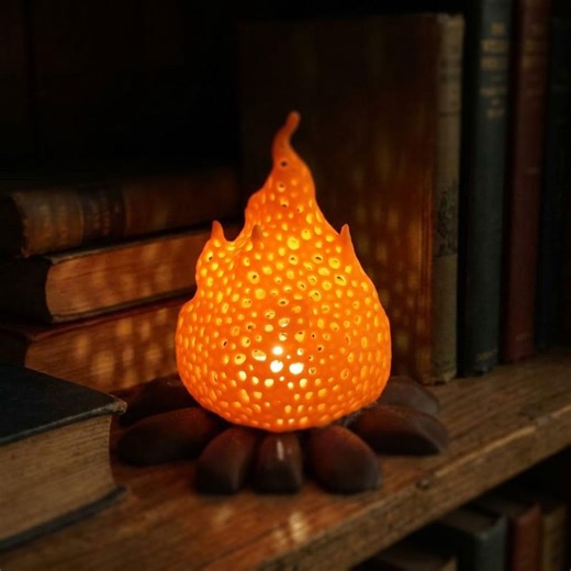 Flickering Campfire LED Tea Light Holder, Rustic Log Base Lamp - Etsy
