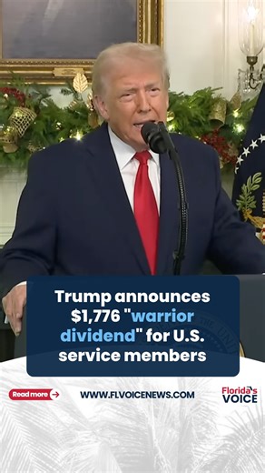 NEW: Trump announces $1776 “warrior dividend” for US service members. #1776 #warrior #dividend #check #servicemembers | Florida’s Voice