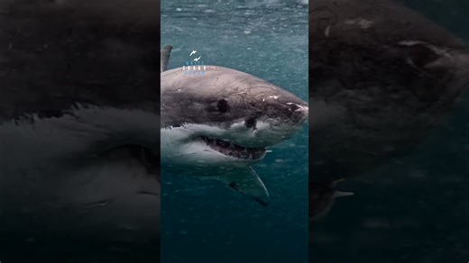 Great white swimming into the current