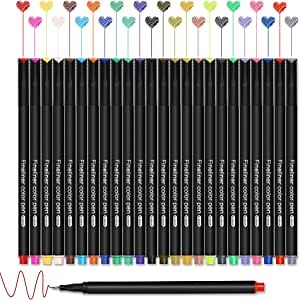 molshine 24 Pack Fineliner Color Pen Set,0.4mm Fine Point Planner Pen,Colored Markers Pens for Notebook/Noting/Writing/Drawing/Sketch/Coloring