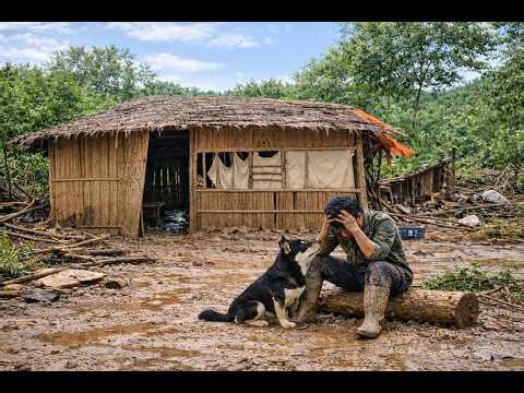 Flood Destroyed Everything… A Young Man Sits in Despair Before His Broken Bamboo Home