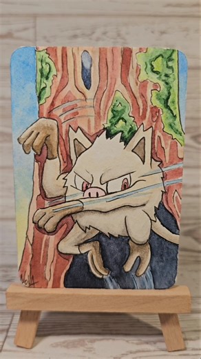 Mankey Custom Watercolor Pokémon Card 🐒 #pokemoncards #mankey #customcards #nostalgia #fanart