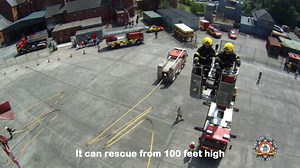 5.6K views · 132 reactions | How do you rescue people from high rise buildings ? We have specialised fire engines with hydraulic 100 feet ladders that can be extended to the people waiting to be rescued. Called "turntable ladders" these fire engines carry no water but can be used to both rescue people and fight fires from above. Known as aerial appliances, we have 3 of these in total in the brigade. | Dublin Fire Brigade | Facebook
