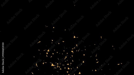Luxury golden confetti shower falling in slow motion on a dark background, cinematic celebration overlay for premium wedding reception, fashion show, and gala night productions