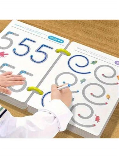 32-seitiges wiederverwendbares magisches Übungsheft-Set | Ganzheitliche Gehirnentwicklungsschulung, Stiftführungstraining und Zeichenausbildung Arbeitsheft | Lernen von Schreibfertigkeiten, Papiermaterial, Lernarbeitsheft | Bunte Seiten | Strapazierfähige Bindung | SHEIN