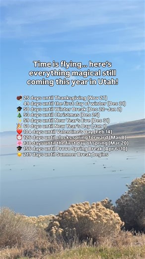 Wait… how is it already NOVEMBER?! Here’s your countdown to everything FUN left in 2025 🦃 25 days until Thanksgiving (Nov 27) ❄️ 49 days until the first day of winter (Dec 21) 🎓 50 days until Winter Break (Dec 22–Jan 2) 🎄 53 days until Christmas (Dec 25) ✨ 59 days until New Year’s Eve (Dec 31) 🎉 60 days until New Year’s Day (Jan 1) ❤️ 104 days until Valentine’s Day (Feb 14) ⏰ 126 days until clocks spring forward (Mar 8) 🌸 138 days until the first day of spring (Mar 20) 🎓 156 days until Pro