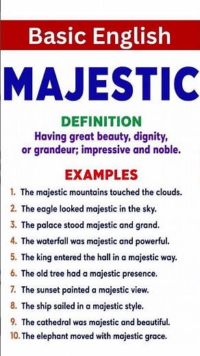 Learn Majestic Meaning in English 10 Easy Sentences for Daily English Vocabulary