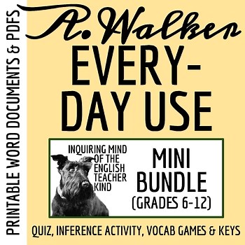 "Everyday Use" by Alice Walker Quiz, Analysis Worksheet, and Vocabulary Games