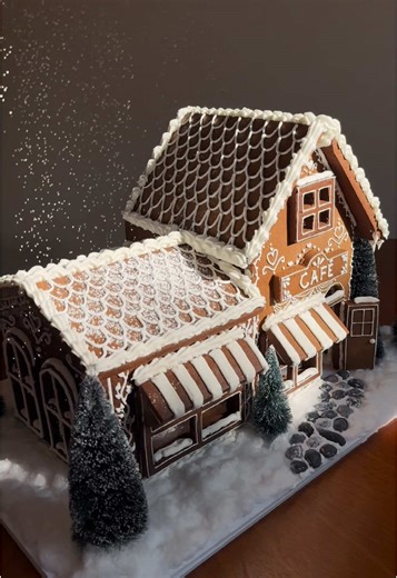 Cozy Gingerbread House Cafe for Christmas Baking Fun