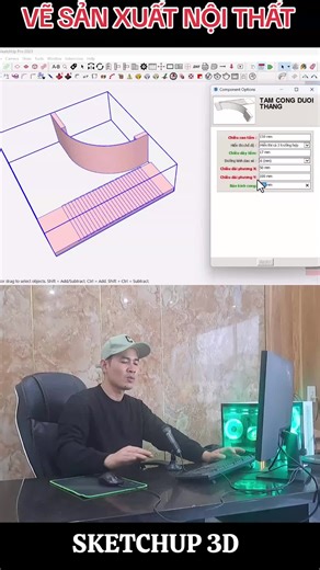VẼ SẢN XUẤT NỘI THẤT. Chia sẻ DC sẻ rãnh uốn cong. #hocthietkenoithat #vesanxuatnoithat #ABF #DCsketchup #bojhome