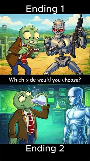 Choose ending 1 or 2. Which side would you choose: Zombie Terminator (T-800) or Zombie Liquid